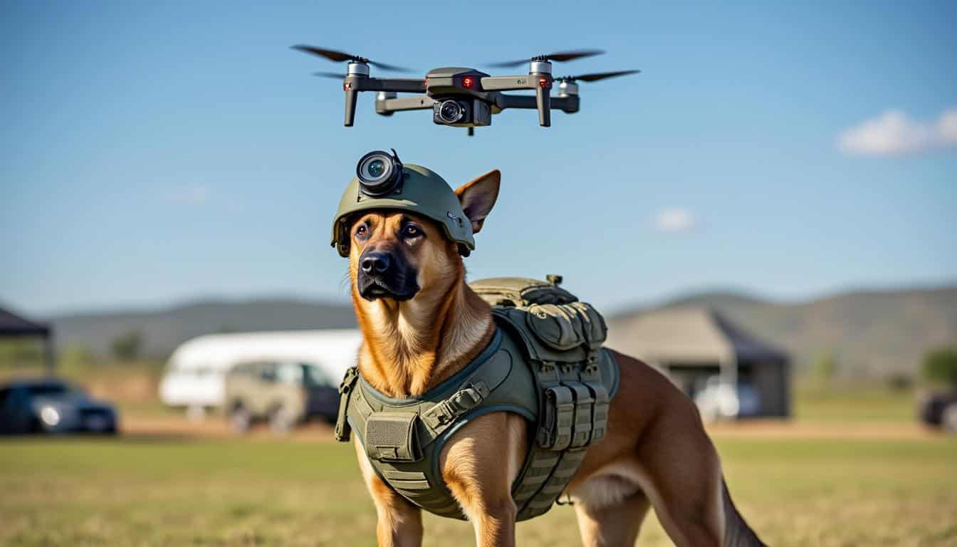 découvrez peyo, le premier chien militaire assistant par drone, alliant technologie et animal de compagnie pour des missions de sauvetage et de sécurité. un partenariat innovant qui révolutionne le domaine militaire.