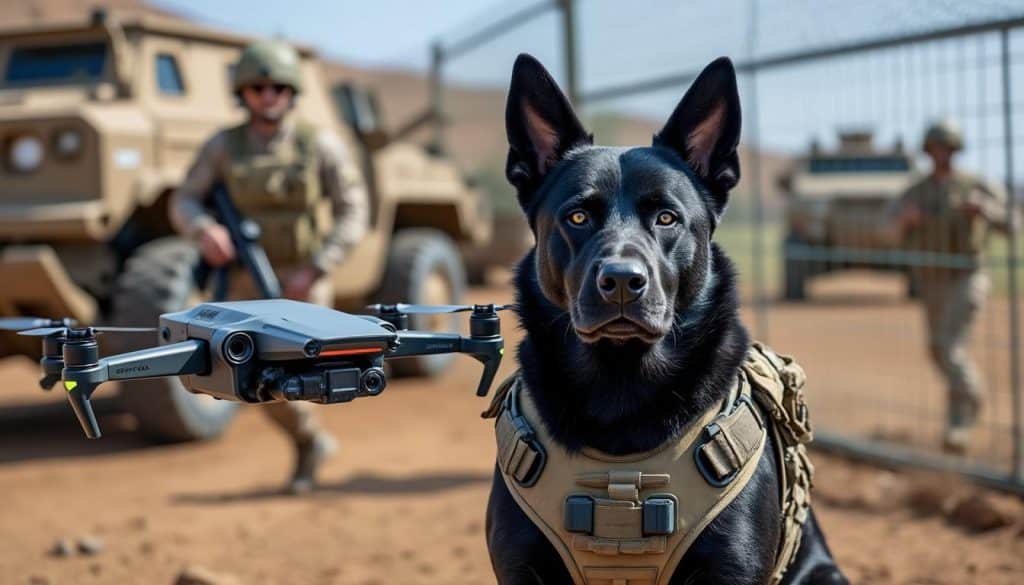 découvrez peyo, le premier chien militaire assisté par drone, une avancée révolutionnaire dans le domaine de la défense. explorez comment cette collaboration innovante entre animaux et technologie améliore les missions militaires tout en préservant la vie de nos héros à quatre pattes.