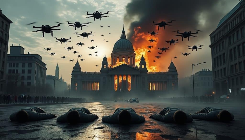 kiev subit une attaque inédite avec 800 drones survolant la ville, causant cinq morts et la destruction de l'assemblée gouvernementale. suivez l'évolution de cette crise majeure.
