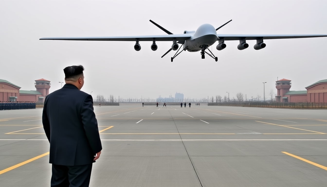 la corée du nord se prépare à une nouvelle ère de conflits aériens sans pilote : kim jong-un a récemment inspecté un drone géant, soulignant l'intérêt croissant du pays pour les technologies militaires avancées.
