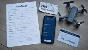 Alphatango enregistrement drone : formulaire et drone miniature FRA 13 caractères
