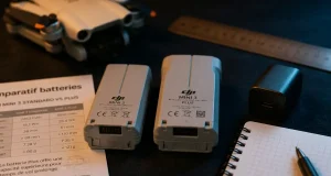 Batterie drone dji mini 3 standard et Plus côte à côte