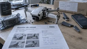 Réparer drone dji après crash : check RMA, dégâts et pièces visibles